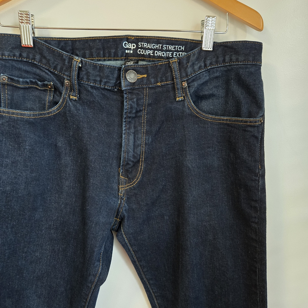 GAP Men's Straight Stretch Jeans - Deep Blue Size 32x30 - Picture 4 of 5
